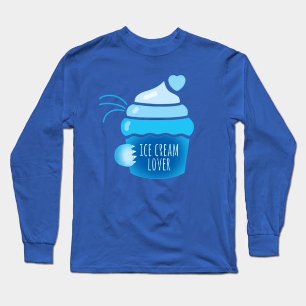 Ice Cream Lover. Funny Cat Long Sleeve T-Shirt by LinoLuno